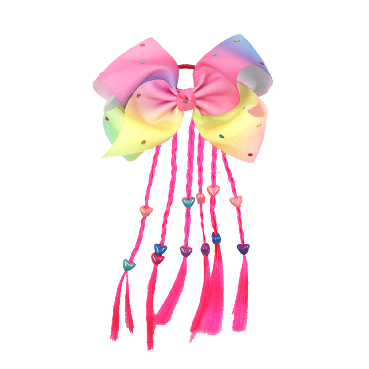 Venta al por mayor Rainbow Colors Twist Braid Bow Hair Ties